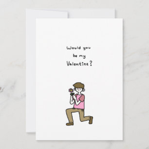 Skulle du vara min Valentine? En pojke med blomma Julkort