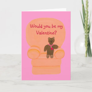 Skulle du vara min Valentine, nalle-kort? Helgkort