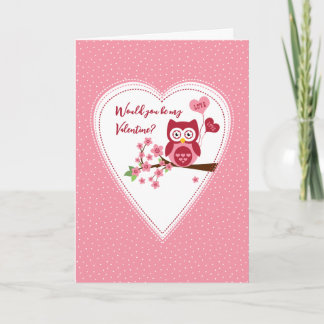 Skulle du vara mitt Valentine-kort, sött uggla Val Helgkort