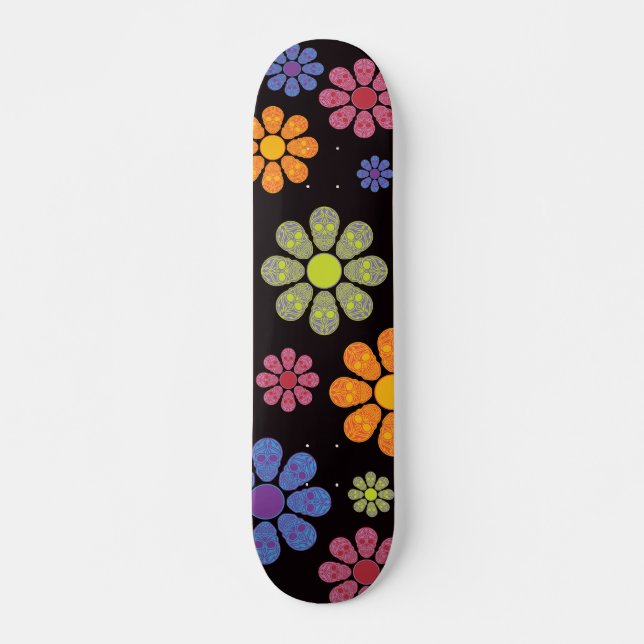 SKULLE FLOWERS PRO-KORT SKATEBOARD BRÄDA 21,5 CM (Framsida)