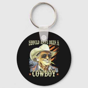 Skulle ha varit en cowboy rolig trump retro vintag nyckelring