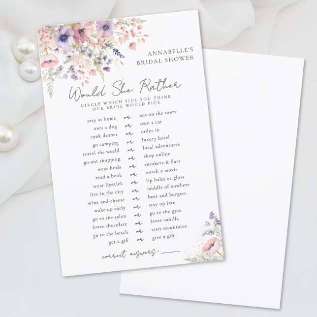 Skulle Hellre Vildblomma Bröllopsdusch (Would Rather Wildflower Bridal Shower)