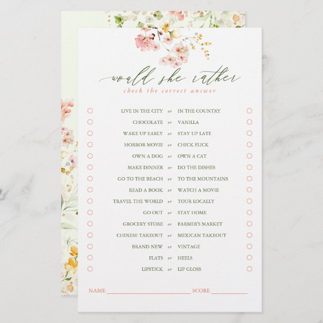 Skulle hon hellre än Cute Wildrows Möhippa Game? (Fram/baksida)