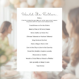 Skulle hon hellre Baby Shower-spel Brevhuvud