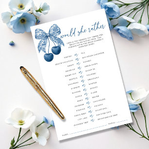 Skulle hon hellre Blue Bow Bridal Shower Game