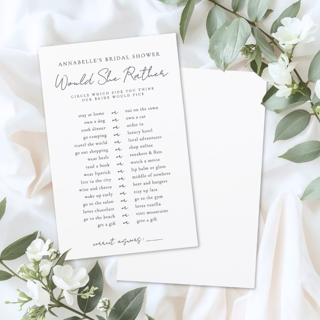 Skulle hon hellre brista Möhippa Game? (Would She Rather Bride Bridal Shower Game)