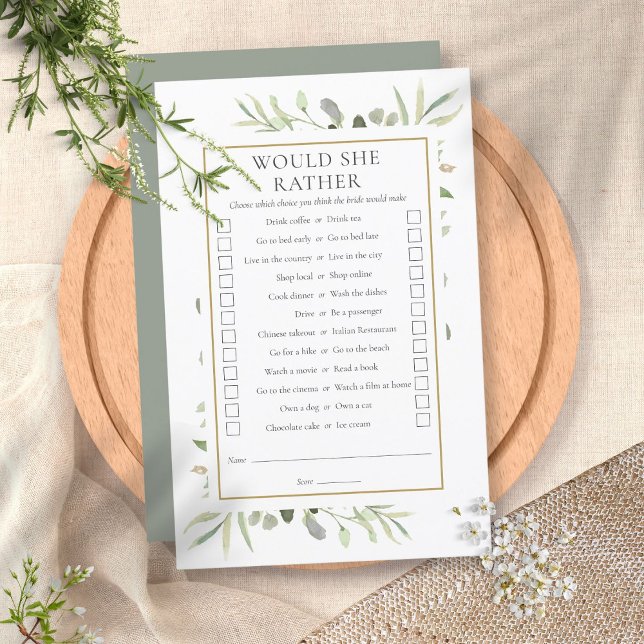 Skulle hon hellre bröllopsdusch te-fest spel (Skapare uppladdad)