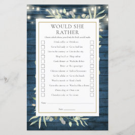 Skulle hon hellre bröllopsdusch teparty spel