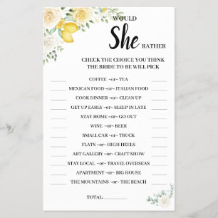 Skulle hon hellre ha lejonkort&Ro BridalShower-spe Flygblad