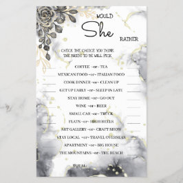 Skulle hon hellre ha svart Ro BridalShower-spelkor Flygblad