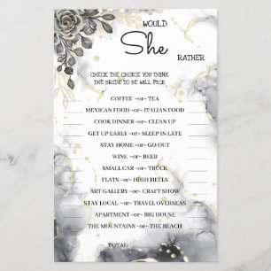 Skulle hon hellre ha svart Ro BridalShower-spelkor Flygblad