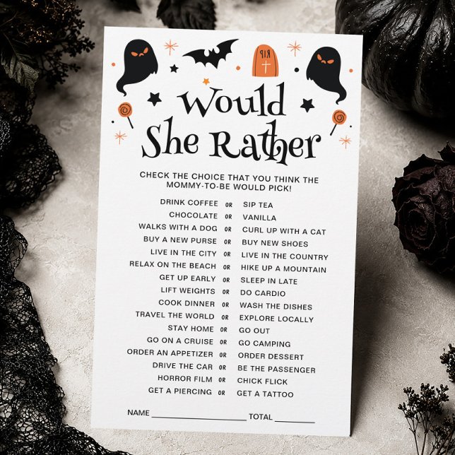 Skulle hon hellre Halloween Baby Shower-spel (Skapare uppladdad)