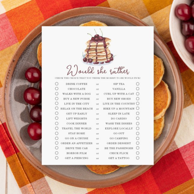 Skulle hon hellre hellre se Pancakes babyduschspel (Skapare uppladdad)