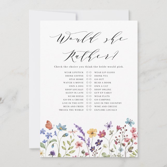 Skulle hon hellre kärlek i blommande spel inbjudningar (Framsida)