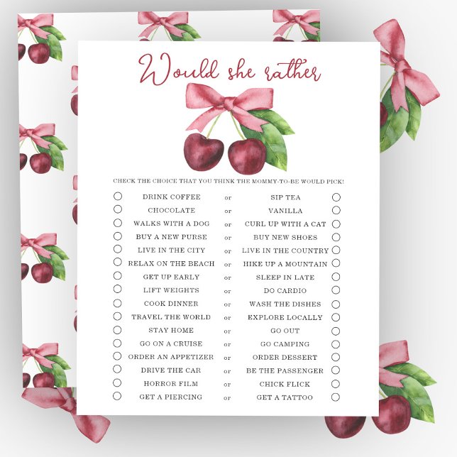 Skulle hon hellre Körsbär baby shower-spel (Skapare uppladdad)