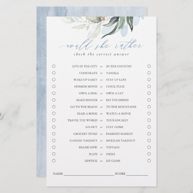 Skulle hon hellre Löv Möhippa Game? (Fram/baksida)