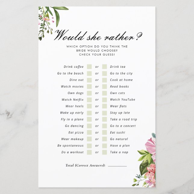 Skulle hon hellre Margarita Mexican Möhippa Game? (Framsida)