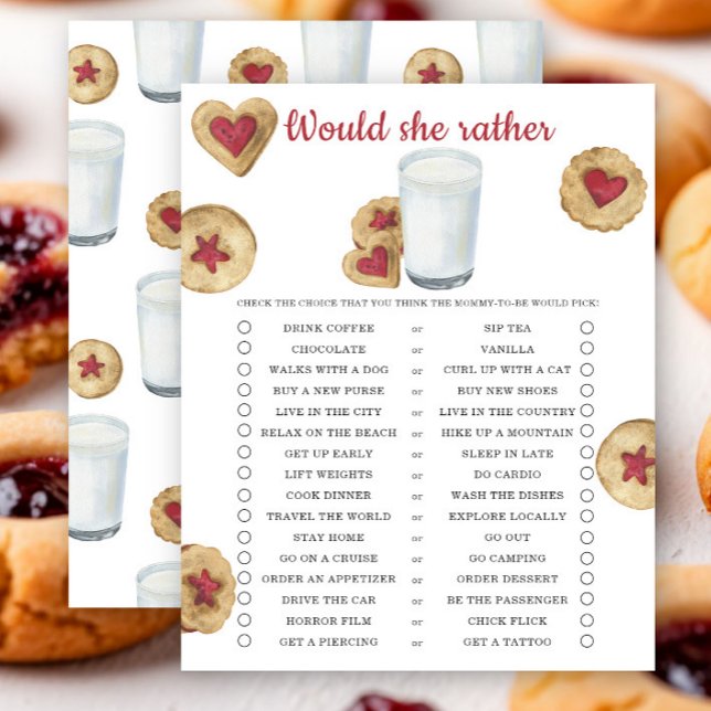 Skulle hon hellre Milk Cookies baby shower-spel (Skapare uppladdad)