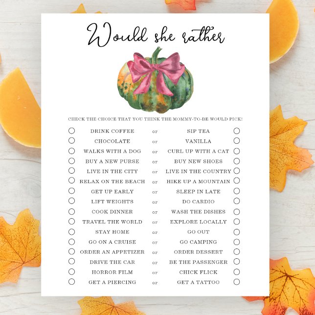 Skulle hon hellre Pumpa baby shower spel (Skapare uppladdad)