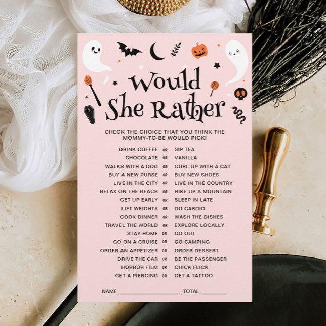 Skulle hon hellre Rosa Halloween Baby Shower Game? (Skapare uppladdad)