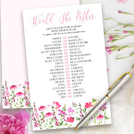 Skulle hon hellre Rosa Wildblomma Shower Quiz Game