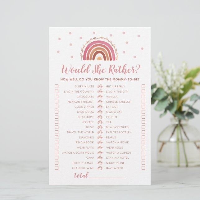 Skulle hon hellre spela Boho-regnbåge baby shower (Stående Fram)