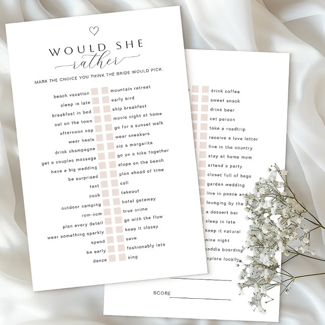 Skulle hon hellre spela? | Minimal Möhippa (Bridal Shower Game)