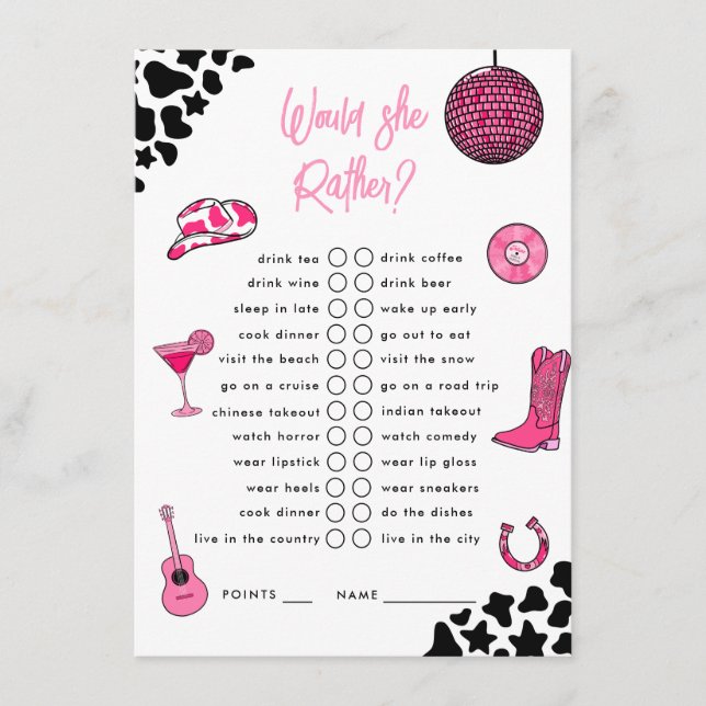 Skulle hon hellre vara Cowgirl Disco Bachelorette? Tilläggskort (Framsida)