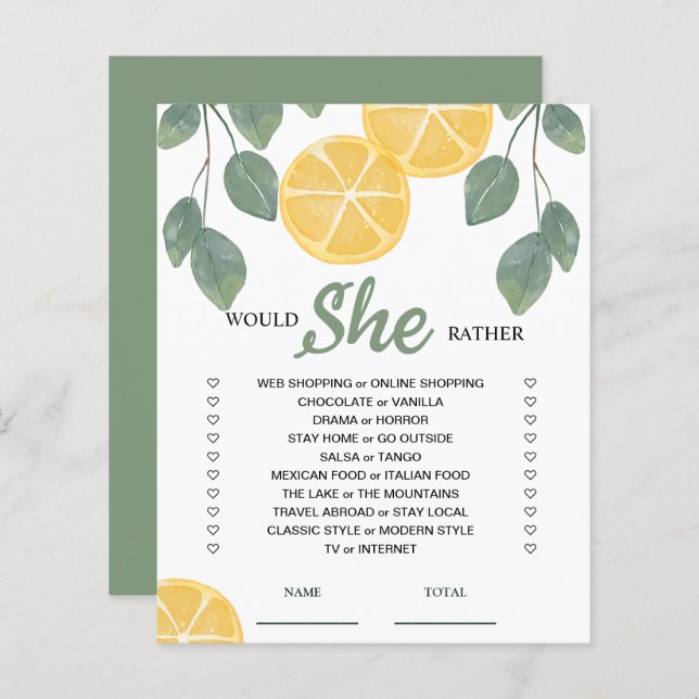 Skulle hon hellre vara Lemon Möhippa Game? (Fram/baksida)