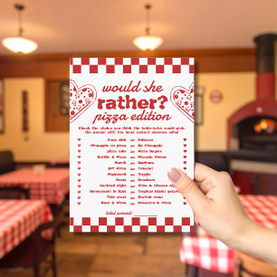 Skulle hon hellre vara Pizza Bachelorette-spelkort Inbjudningar