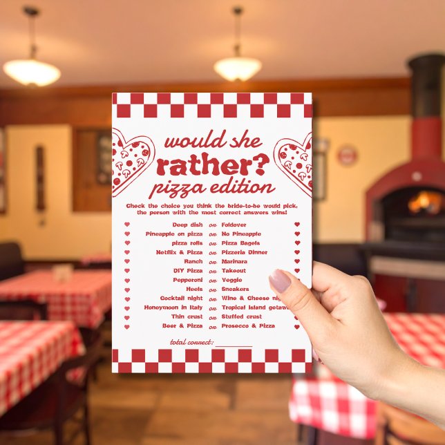 Skulle hon hellre vara Pizza Bachelorette-spelkort Inbjudningar (Skapare uppladdad)