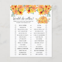 Skulle hon snarare - Pumpkin Baby Shower Game