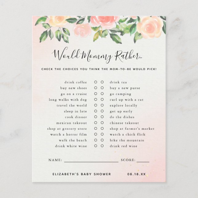 Skulle Mamma Hellre | Baby Shower Lek (Framsida)