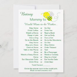 Skulle Mamma Hellre Baby Shower Spelkort Inbjudningar