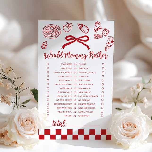 Skulle Mamma Hellre Bow Pizza babyshowerlek (Skapare uppladdad)