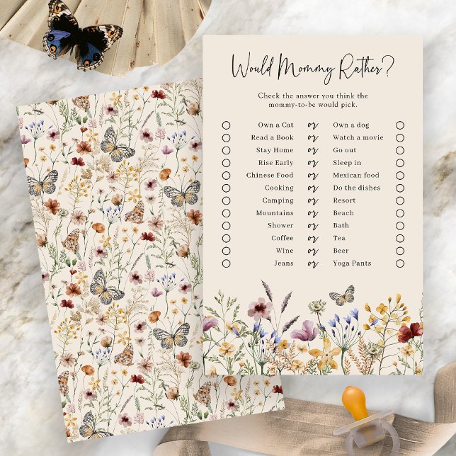 Skulle Mamma hellre spela (Boho Floral Would Mommy Rather Game by Painted Paperie
)