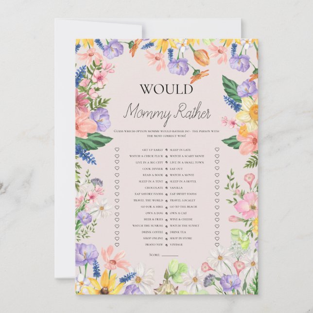 Skulle Mamma hellre spela babykläder Party-kort? Inbjudningar (Framsida)