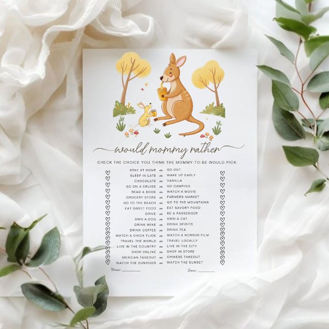 Skulle Mamma snarare Woodland Kangaroo Baby Shower (Skapare uppladdad)