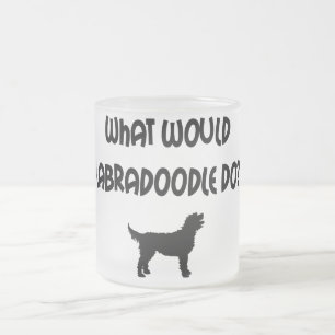 Skulle vad Labradoodle gör? T-tröja & gåvor Frostad Glasmugg