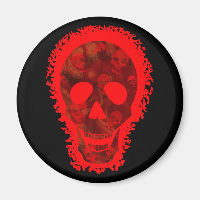 Skullens storskalig, röd kylskåp magnet (Framsidan)