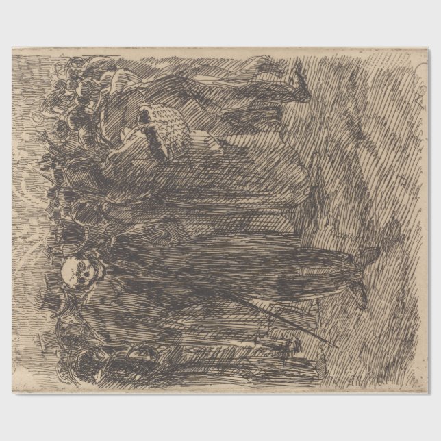 Skullet i folkmassan (av Albert Besnard) Presentpapper (Platt)