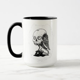 Skullfågel på en roterande vintage mobil mugg