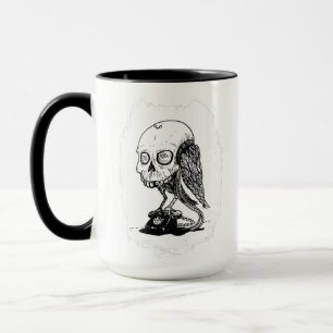 Skullfågel på en roterande vintage mobil mugg