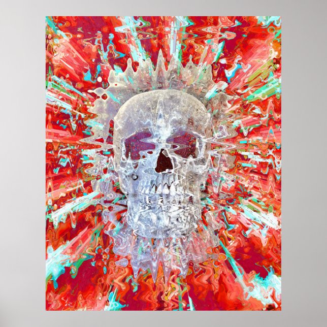 Skullfärgad pop Art Psychedelic Surreal Artwork Poster (Framsidan)
