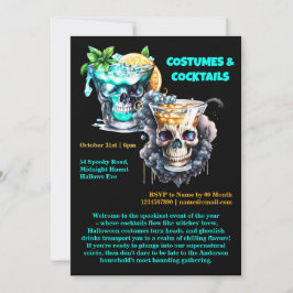 Skullfasa lycklig timmes cocktails Halloween gothi Inbjudningar