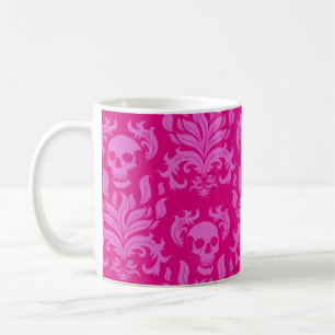 Skullflamdämpare i rosa av bubbelgum på shock rosa kaffemugg