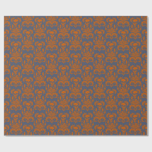 Skullflamma i orange på blått grått presentpapper