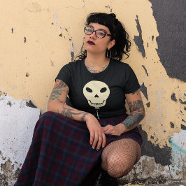 Skullformad bubbelfärgad träbild t shirt