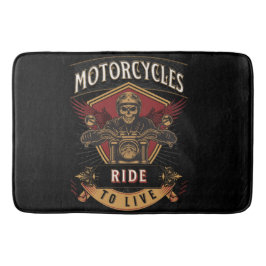 Skullfulla motorcyklar, körda badrumsmatta