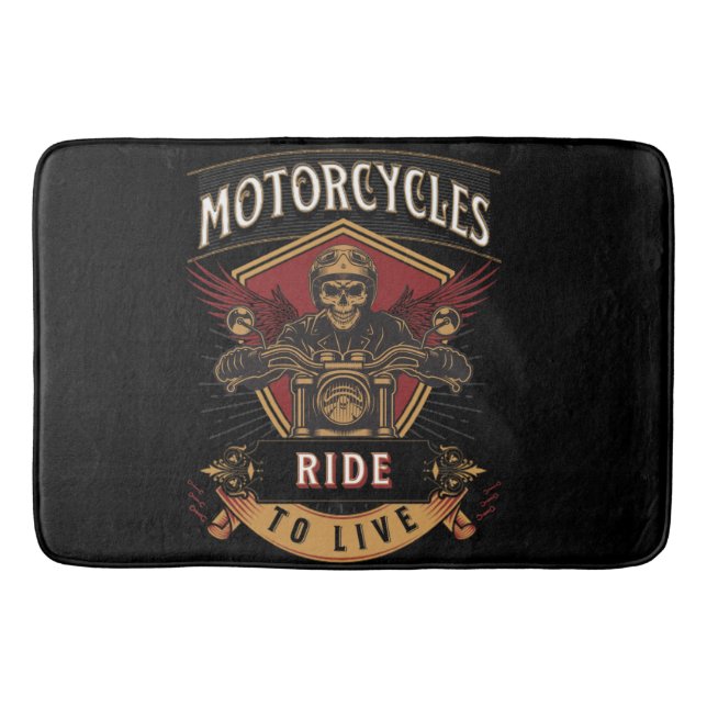 Skullfulla motorcyklar, körda badrumsmatta (Framsidan)
